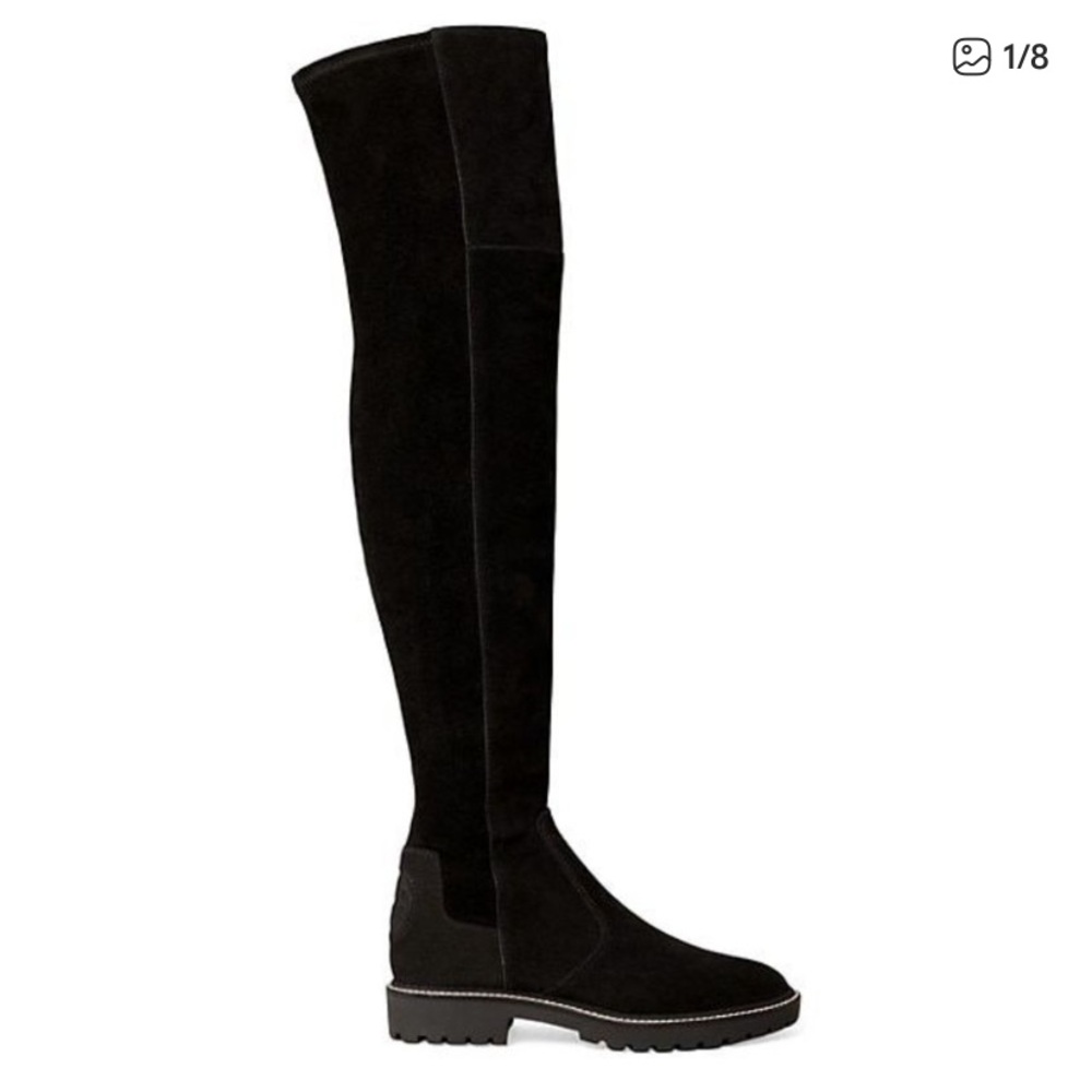Tory Burch Black Suede Knee-High Boots